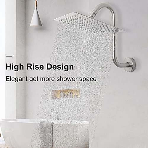 NearMoon S-Shaped Shower Head Riser 12 Inch Brushed Nickel 2 Pack