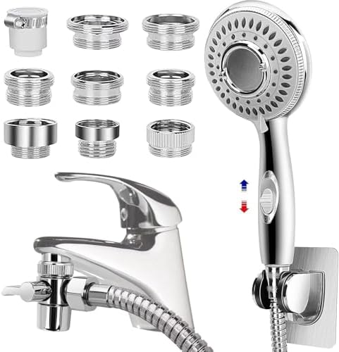 JIEYUMJ Shower Head Set with 9 Adapters 79 Hose 4 Spray Modes