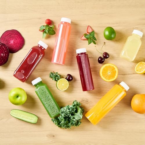 Restaurantware 8 Oz Juice Bottles 100 Pack with White Caps