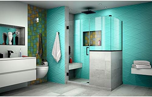 DreamLine Frameless Hinged Shower Door in Satin Black 47x36375x72