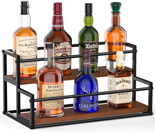 THYGIFTREE 2 Tier Liquor Bottle Display Shelf 1