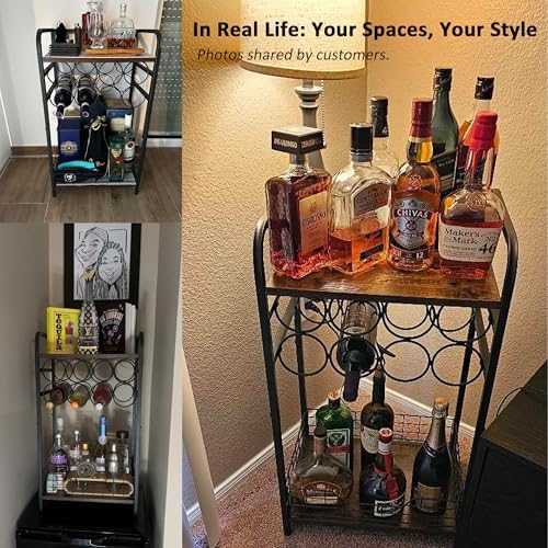 Bosimeca 3-Tier Wine Bar Table with 8-Bottle Rack