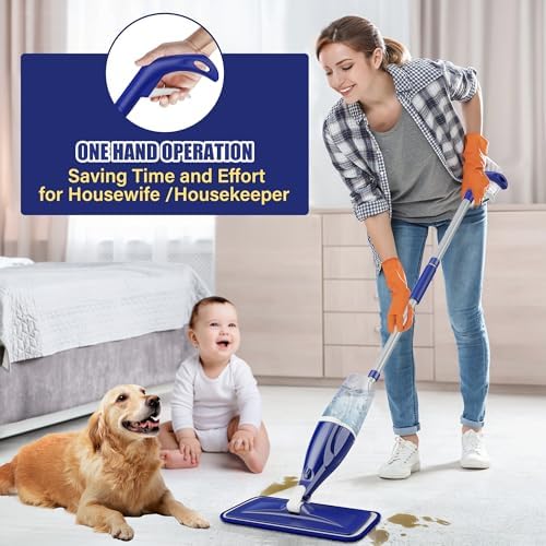 EXEGO Spray Mop with 3 Reusable Pads for Multi-Surface Cleaning
