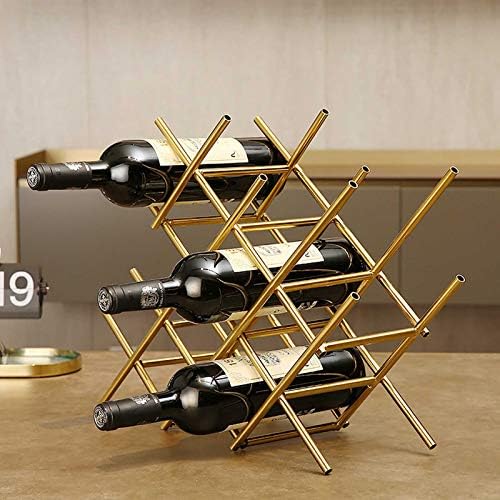 Stylish Gold Wine Rack - 6 Bottle Freestanding Metal Storage