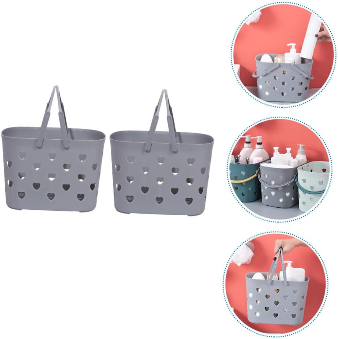 DRESSOOS 2pcs Handheld Plastic Storage Baskets for Bathroom and Home Use