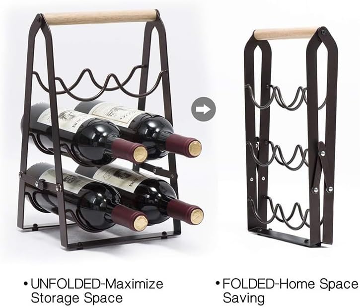 Modern Black 6-Bottle Freestanding Wine Rack
