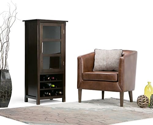 SIMPLIHOME Avalon 12-Bottle Wood Wine Rack Cabinet in Dark Tobacco Brown