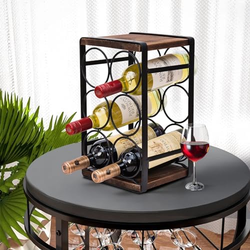 SODUKU Rustic Wood Wine Rack 6 Bottles Brown
