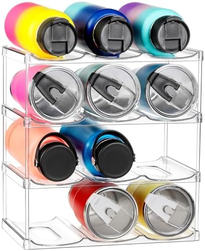 4 Tier Clear Water Bottle Organizer for Stanley and YETI Tumblers
