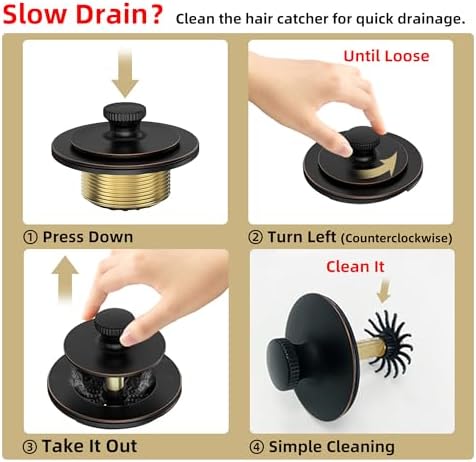 Matte Black Bathtub Drain with Hair Catcher and Overflow Faceplate