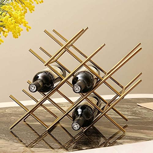 Stylish Gold Wine Rack - 6 Bottle Freestanding Metal Storage