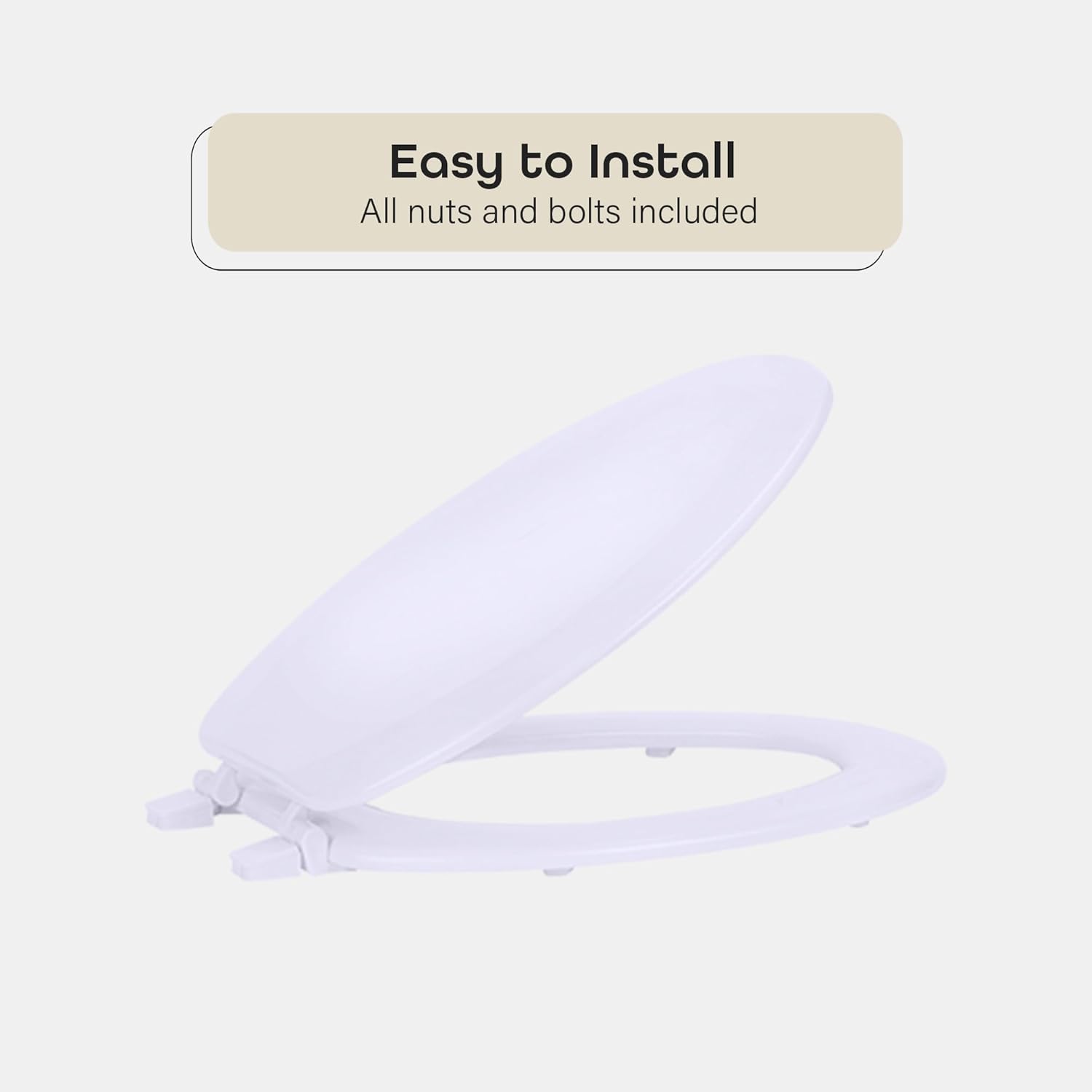 Elongated Wood Toilet Seat White - 19 Inch - Easy to Install