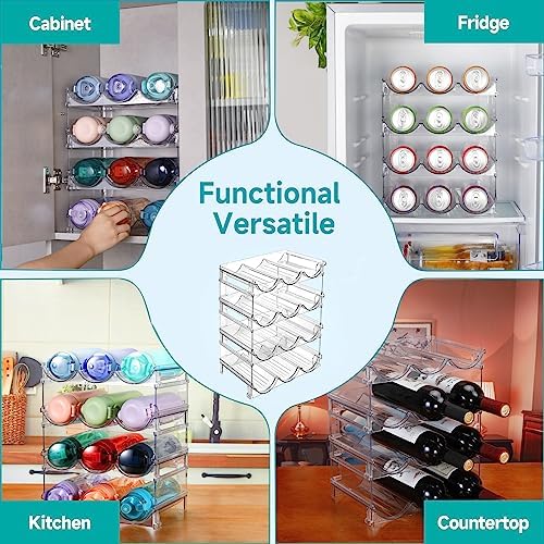 Sbosbo 4-Pack Stackable Water Bottle Organizer for Cabinet Storage
