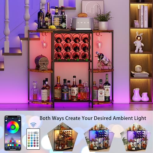 JKsmart Wine Bar Cabinet with LED Lights