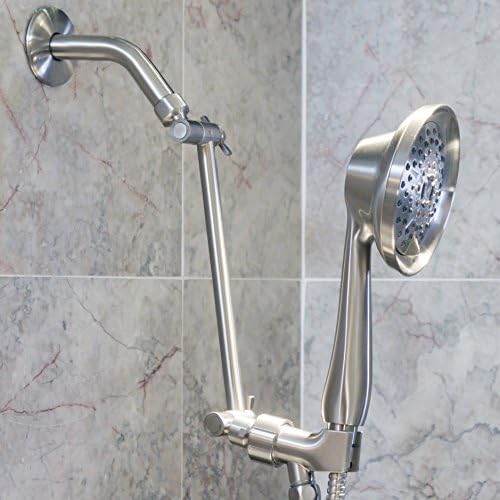 Aqua Elegante Adjustable Shower Head Arm - 10 Inch Brushed Nickel Brass Extension