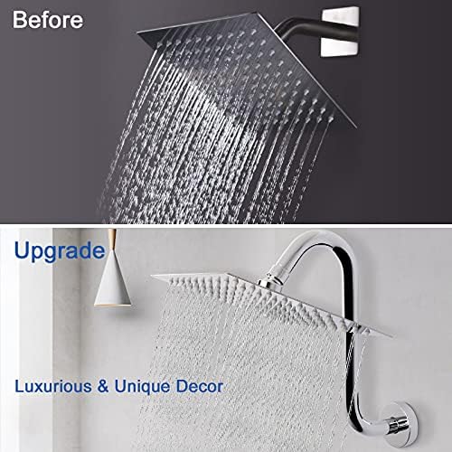 NearMoon S Shaped Shower Head Riser 12 Inch Chrome 2 Pack