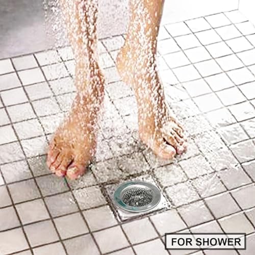Seatery 2PCS Bathtub Drain Strainers with Hair Catcher
