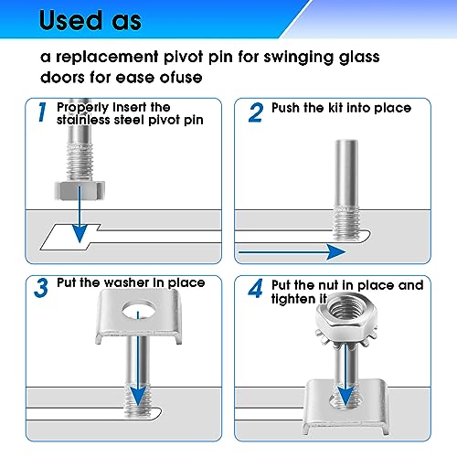 GGTE Glass Shower Door Pivot Pin Kit with Hex-Nut and Washer