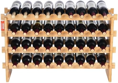 VEVOR 36-Bottle Freestanding Bamboo Wine Rack