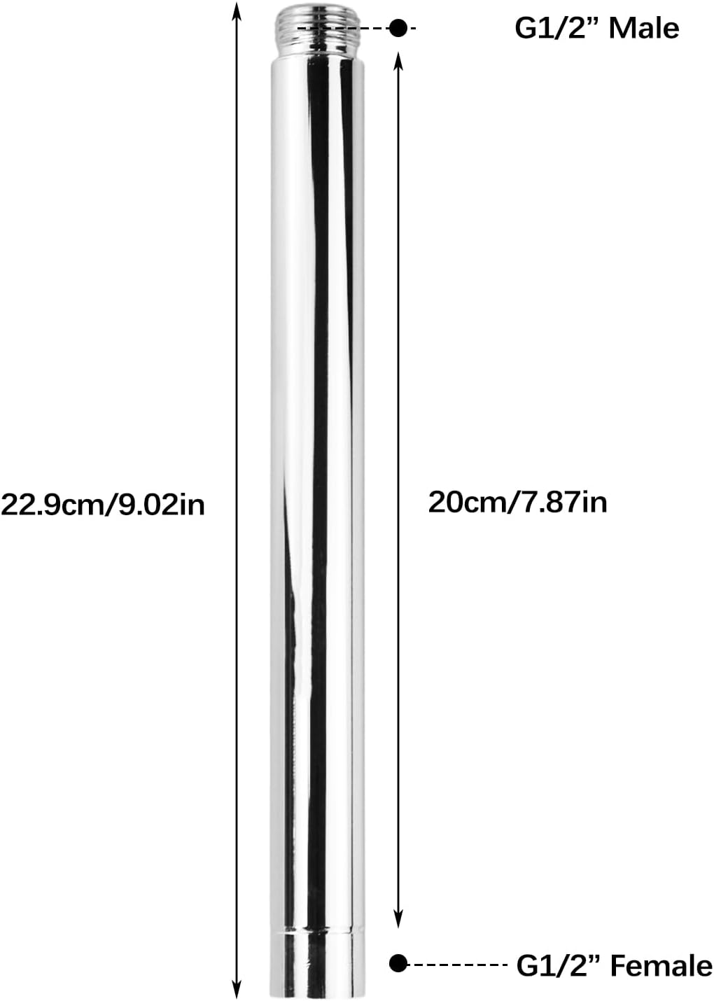 Flylin 8 Inch Shower Extension Tube with G12 Threads