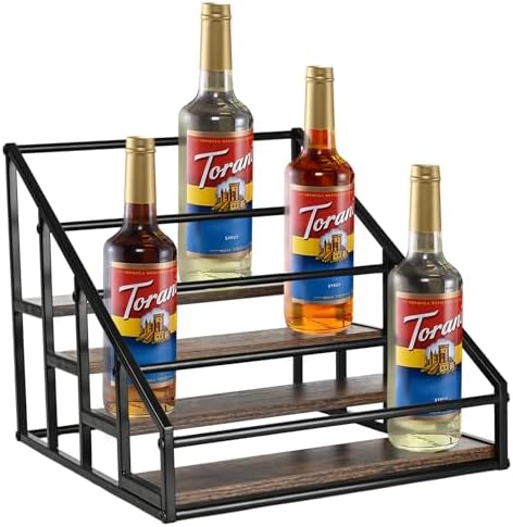 Coffee Syrup Organizer Rack with 4 Tiers for Kitchen and Bar