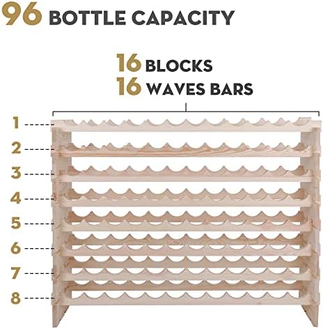 Smartxchoices 96-Bottle Modular Wine Rack 8-Tier Freestanding Display Holder