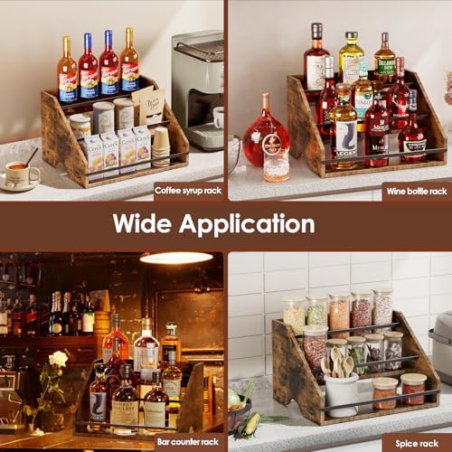 Nuovoware Wooden Liquor Wine Rack with 3 Steps