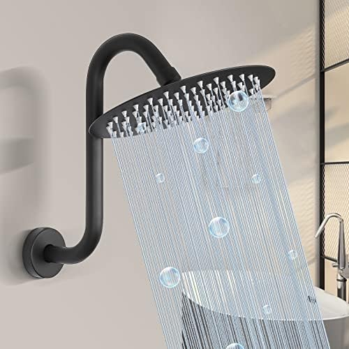 HarJue S Shaped Shower Arm 10 Inch Matte Black