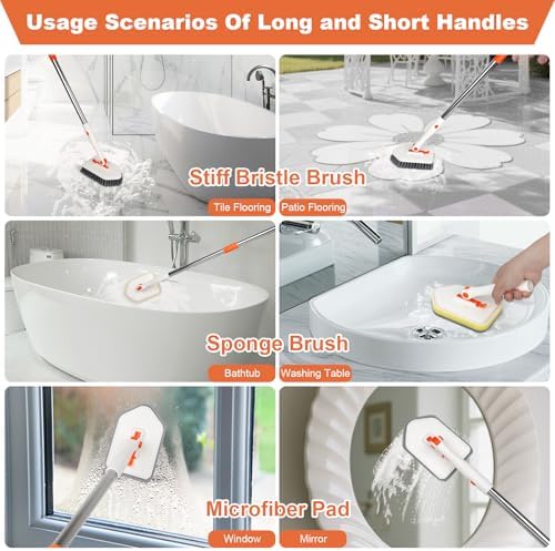 MOSEN 3 in 1 Long Handle Scrub Brush Set