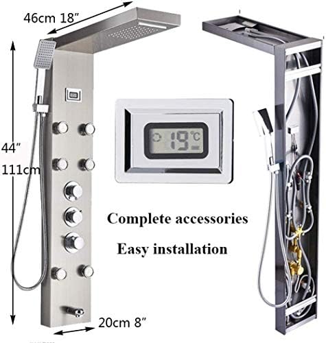 Gougeltd Thermostatic Waterfall Shower Head with Handheld Massage Jets