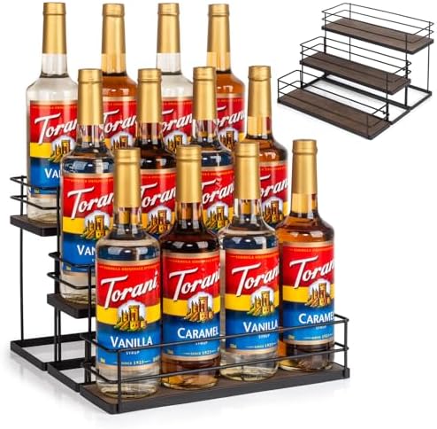 12 Bottle Coffee Syrup Organizer 3 Tier Freestanding Rack