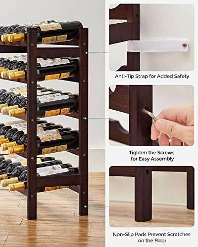 SONGMICS 30-Bottle Freestanding Bamboo Wine Rack 1