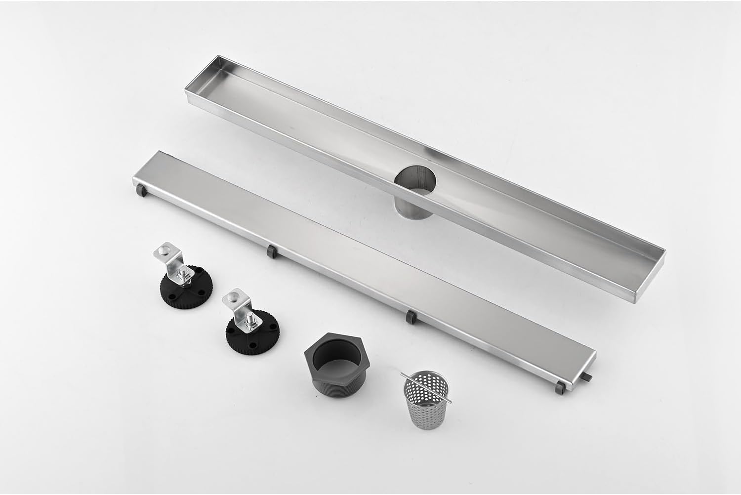 AGANS 32-inch Linear Shower Drain with Hair Strainer and Leveling Feet