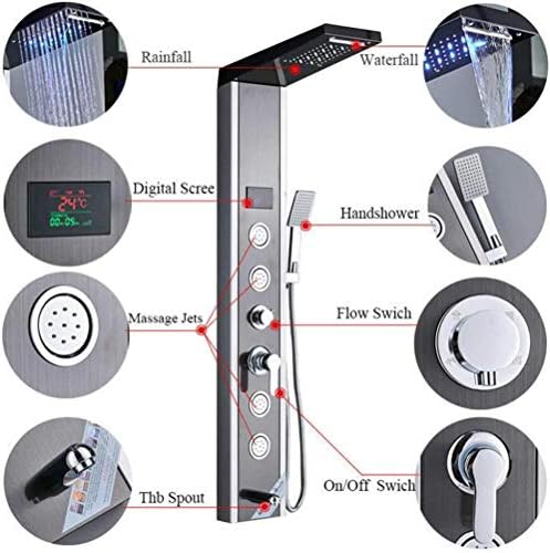 LED Shower Panel Column Tower System with Massage Jets Black Oil Rubbed Bronze