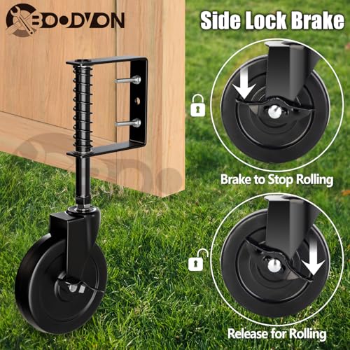 BOODVON 5 Inch Gate Caster with Side Brake and Spring Load