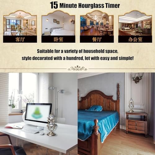 NIUASH 15-Minute Metal Vintage Hourglass Timer