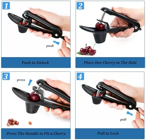 Cherry Pitter Tool with Rebound Design Black