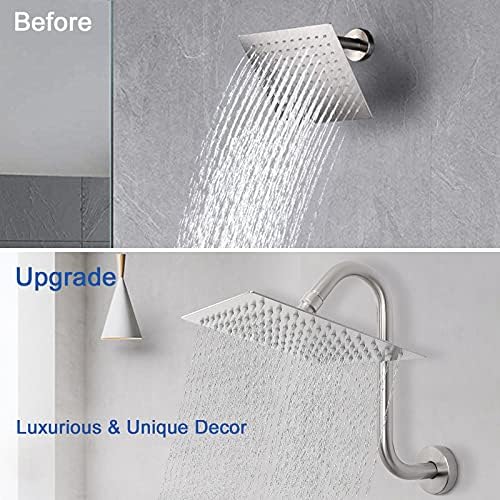 NearMoon S-Shaped Shower Head Riser 12 Inch Brushed Nickel 2 Pack