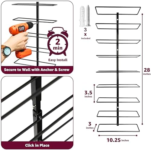 Sorbus Wall Mount Wine Rack - 18 Level Black Metal Holder
