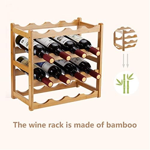 Homevany Bamboo Wine Rack 4 Tiers 16 Bottle Storage Cabinet