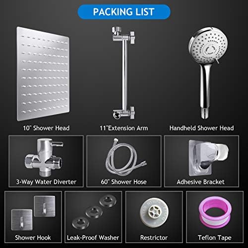 PinWin Shower Head Combo with 5 Settings and 11 Inch Arm 1