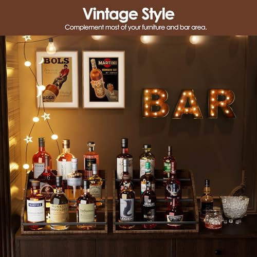 Nuovoware Wooden Liquor Wine Rack with 3 Steps