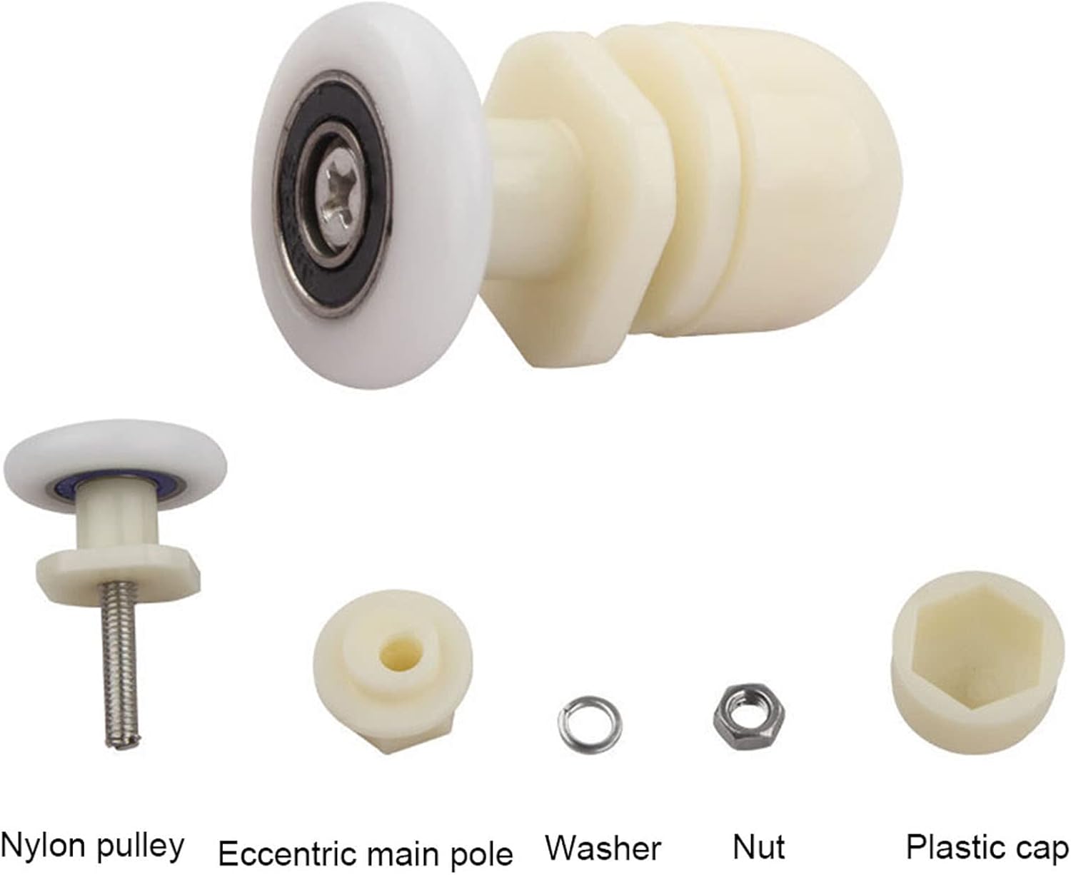 Qikuver 4PCS Shower Door Rollers Replacement 23MM