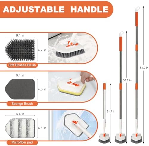 MOSEN 3 in 1 Long Handle Scrub Brush Set
