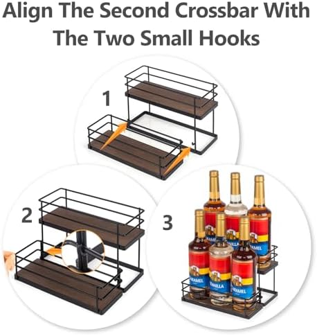 6 Bottle Coffee Syrup Organizer 2 Tier Stand for Kitchen Bar 1