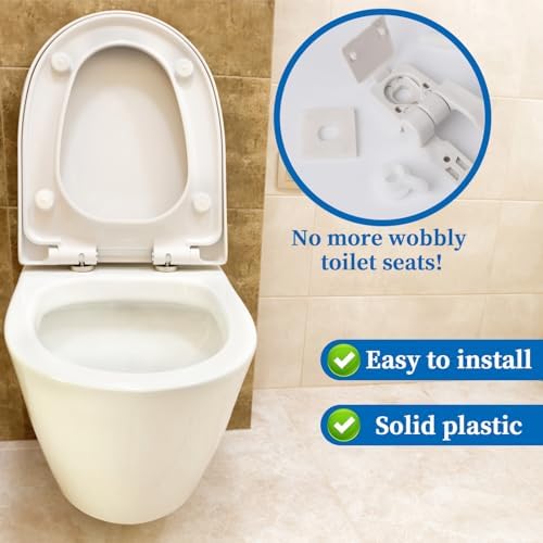 White Plastic Toilet Seat Hinge Replacement Set