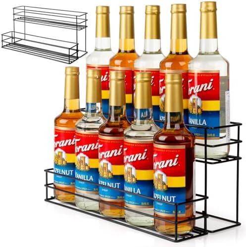 10 Bottle Coffee Syrup Organizer 2 Tier Stand for Kitchen Bar