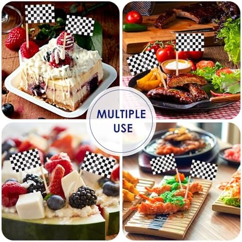 AhfuLife 100 Pcs Checkered Racing Flags Toothpick