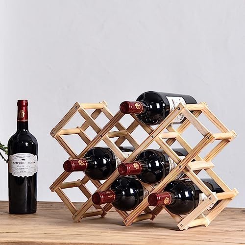 Foldable Wooden Wine Rack with 5 Bottles Storage