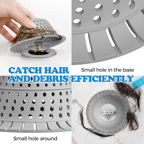 Zaa 2 Pack Silicone Collapsible Drain Hair Catcher 1